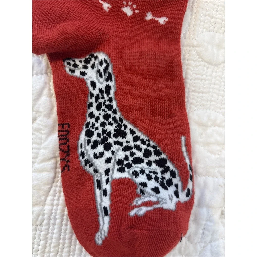 Foozy's Canine Collection‎ Dalmatian Socks Women SZ 9-11 Red Polyester Blend New